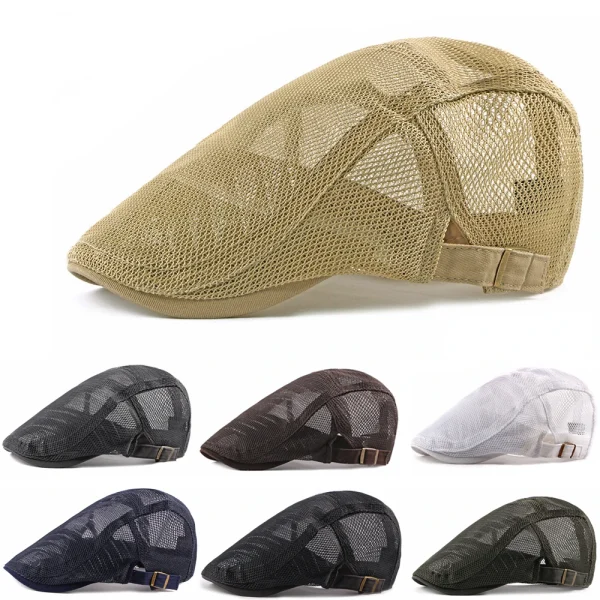 Mesh Summer Style Plaid Beret Cap