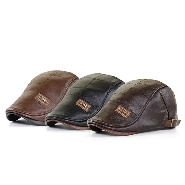 Retro Men Leather Beret Hat