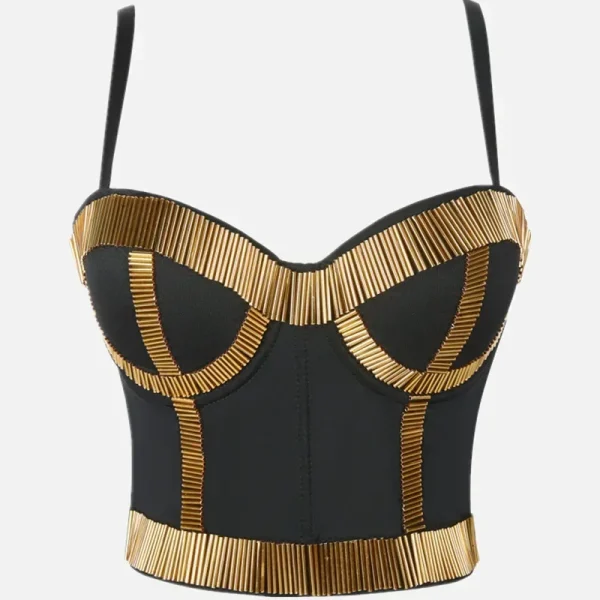 Summer Streetwear Crop Top Beading Diamond Push Up Bra