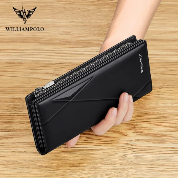 WilliamPOLO Men Leather Long Wallet Men