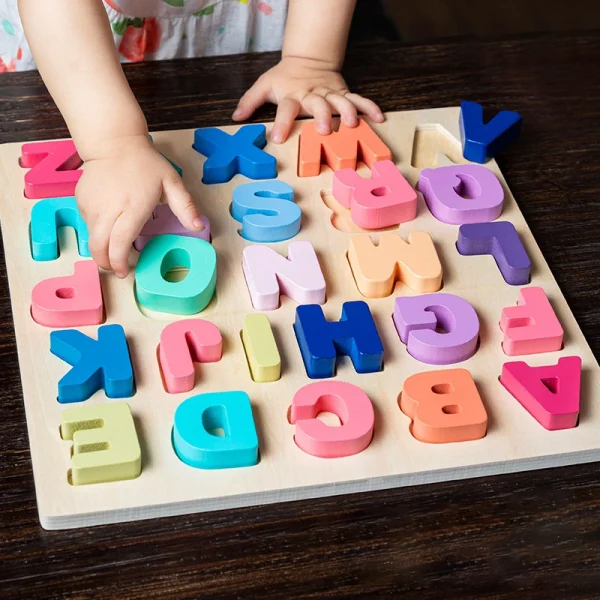Alphabet Numbers Shape Wooden Educational Puzzle