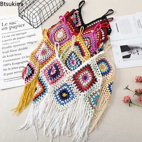 Summer Ethnic Style Retro Embroidery V-neck Knitted Tops