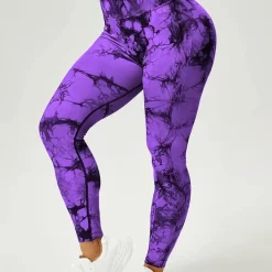 Marble Gym Leggings Seamless Tie Dye Scrunch Yoga Leggings for Women