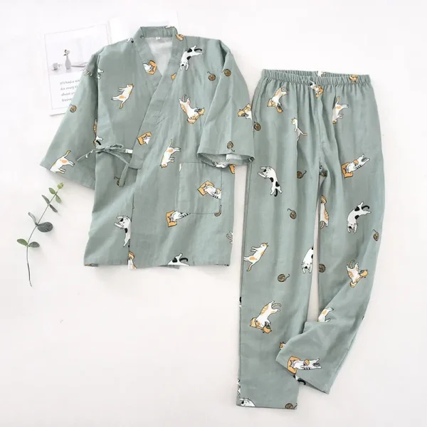 Japanese-style kimono pajamas set 100 cotton gauze
