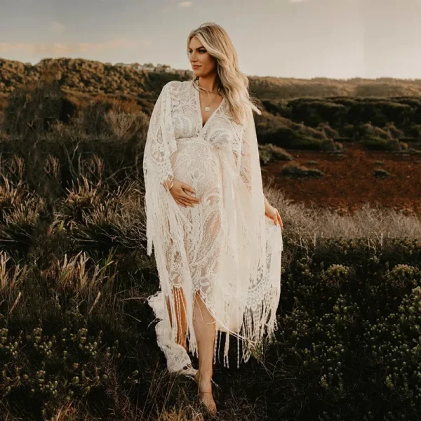 Boho Lace Maternity Photography Dress