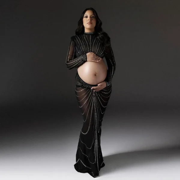 Rhinestone Stretchy Pregnancy Photography Outfit