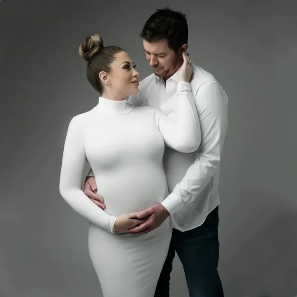 High Neck Stretchy Baby Shower Long Dresses
