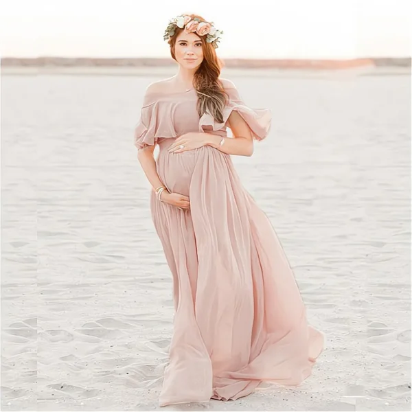 Pretty Pink Ruffles Maternity Dresses