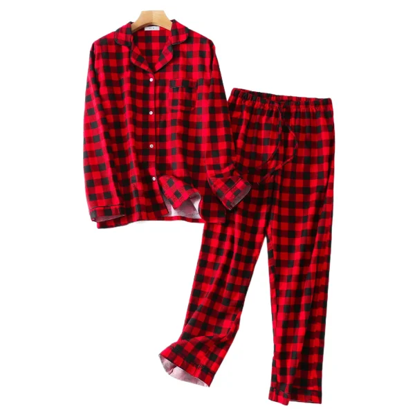 Red Plaided Winter 100% brushed cotton pajamas sets