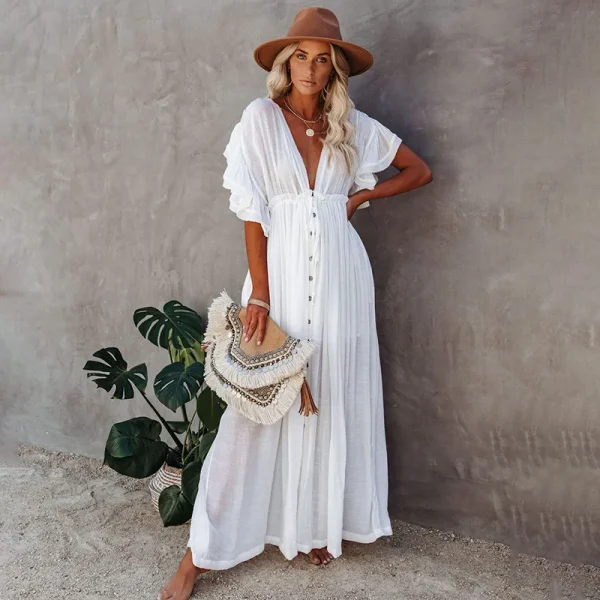 Elegant White Long Summer Maxi Dress