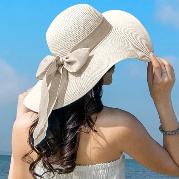 Floppy Panama Summer Women Straw Bowknot Hat