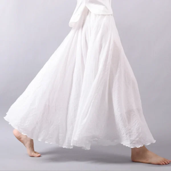 Premium Linen Pleated Vintage Boho Maxi Skirt