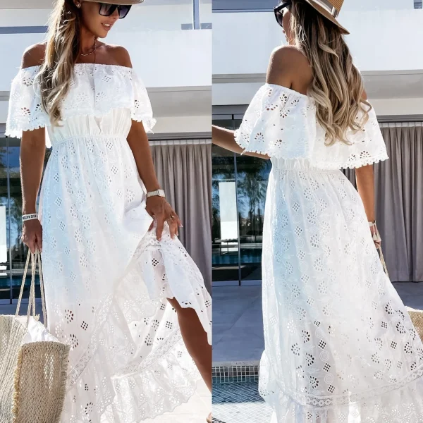 Summer Beachwear White Maxi Dress