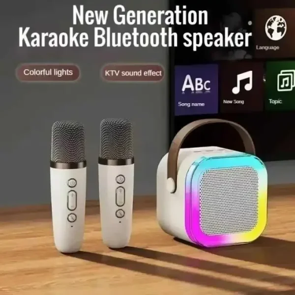 Portable Bluetooth K12 Karaoke Machine 5.3 PA Speaker System with 1-2 Wireless Microphones Home Family Singing Children's Gifts