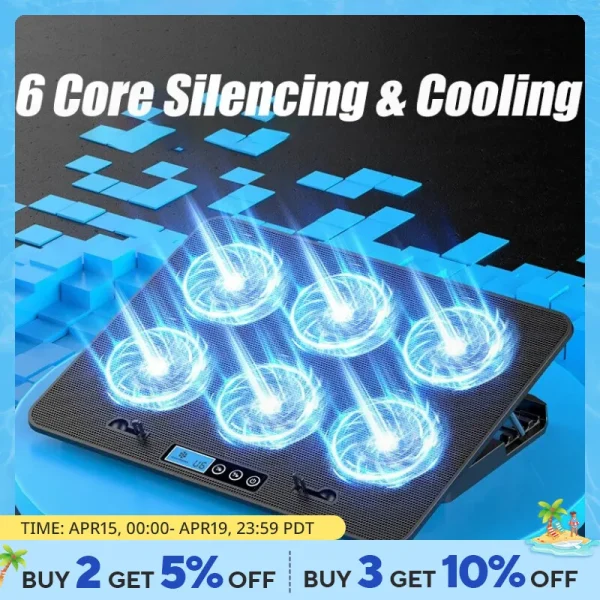 ICEY Gaming Laptop Cooler Stand 6 Fans For 13-19 Inch Laptop Macbooks