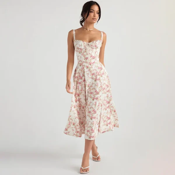 Floral Summer Sundress Midi Dress