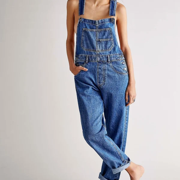 Women Vintage Retro Denim Long Jumpsuit