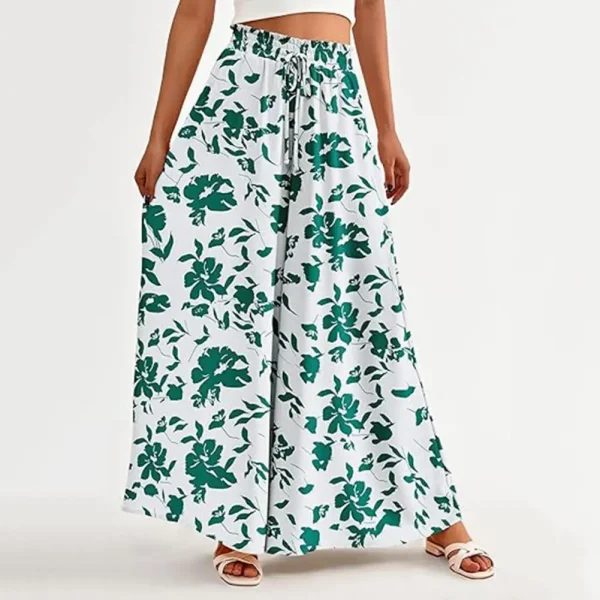 Wide Leg High Waist Elastic Printed Palazzo