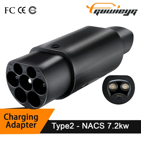 Type2 to NACS Tesla Adapter AC 7.2KW Fits Model S/X/3