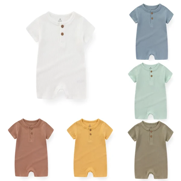 Four Seasons Unisex Solid Short Sleeve Baby Jumpsuit