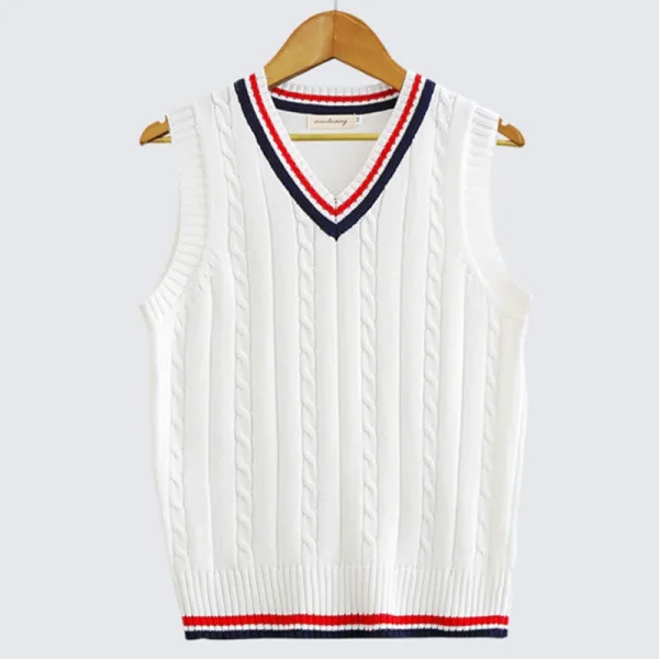 Short Sleeve Cricket Sweater V Neck Vest