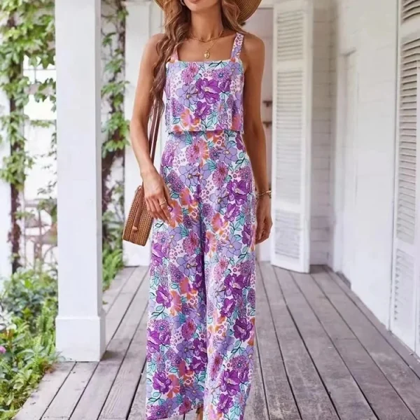 Patterned Jumpsuit summer beach Floral printed jumpsuit