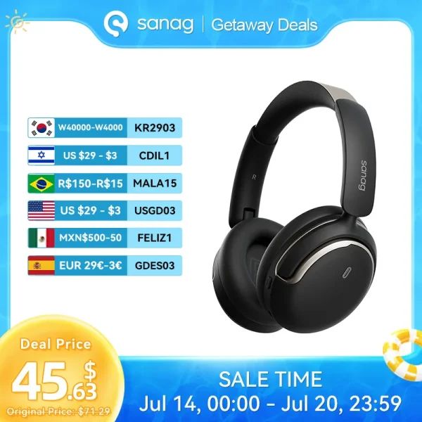Hybrid Active Noise Cancelling Headphones JD50 -48dB ANC