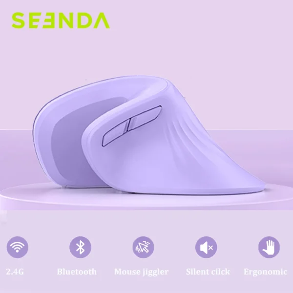 2in1 Seenda Ergonomic Vertical Wireless Mouse Jiggler Purple
