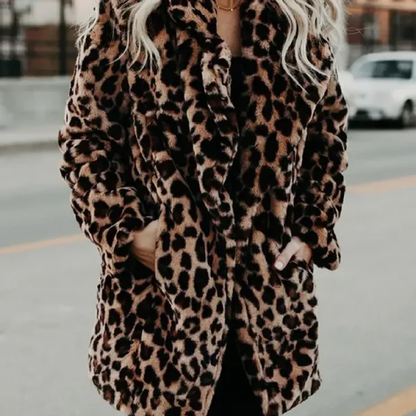 Cozy Leopard Faux Fur Coat Women