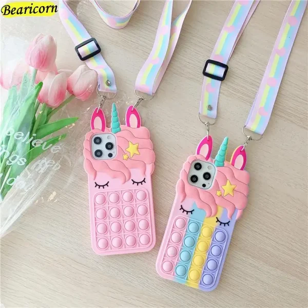 Unicorn Pop Fidget Bubble Silicon Case For iPhones
