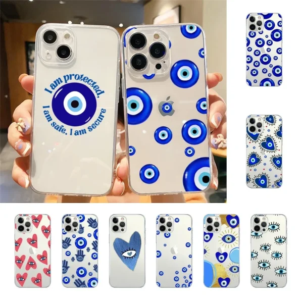 Transparent Lucky Blue Evil Eye Phone Case
