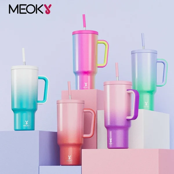 Meoky 40oz Cup Tumbler with Handle Straw