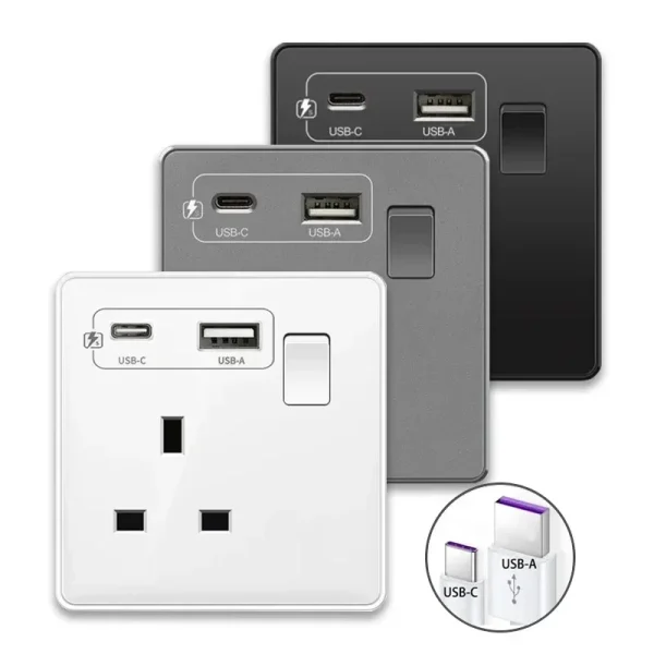 18W Type-C Wall Socket UK 13A