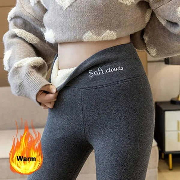 Soft Clouds Winter Thicken Fleece Thermal Lambwool Leggings