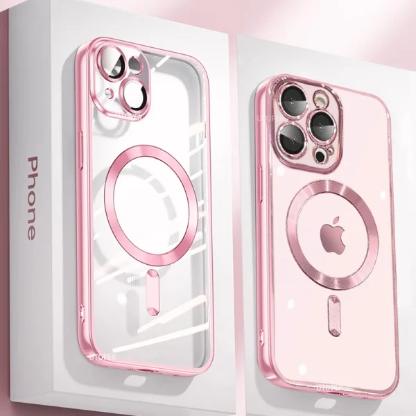 Clear Magsafe Magnetic Lens Film Protect Silicone Case For iPhone