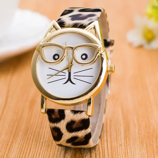 Cute Cat Face Watches Ladies Quartz Wristwatches