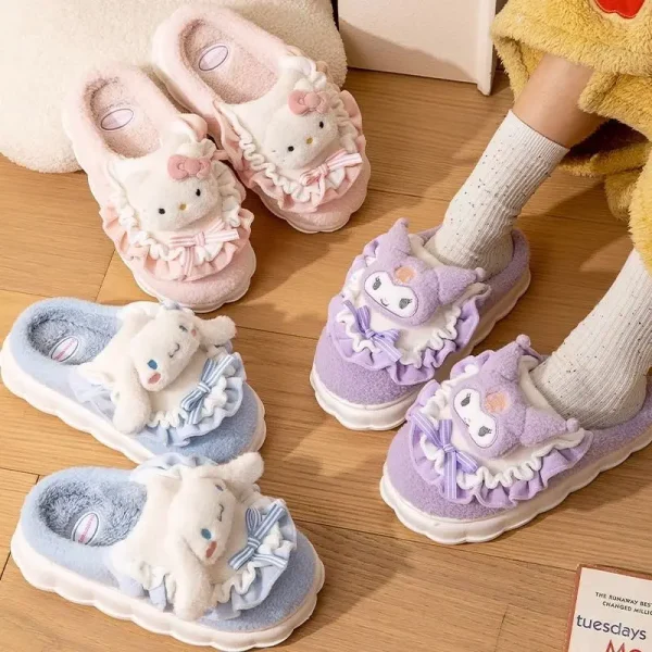 New Premium Hello kitty kuromi My melody Cinnamoroll cartoon Plush slippers